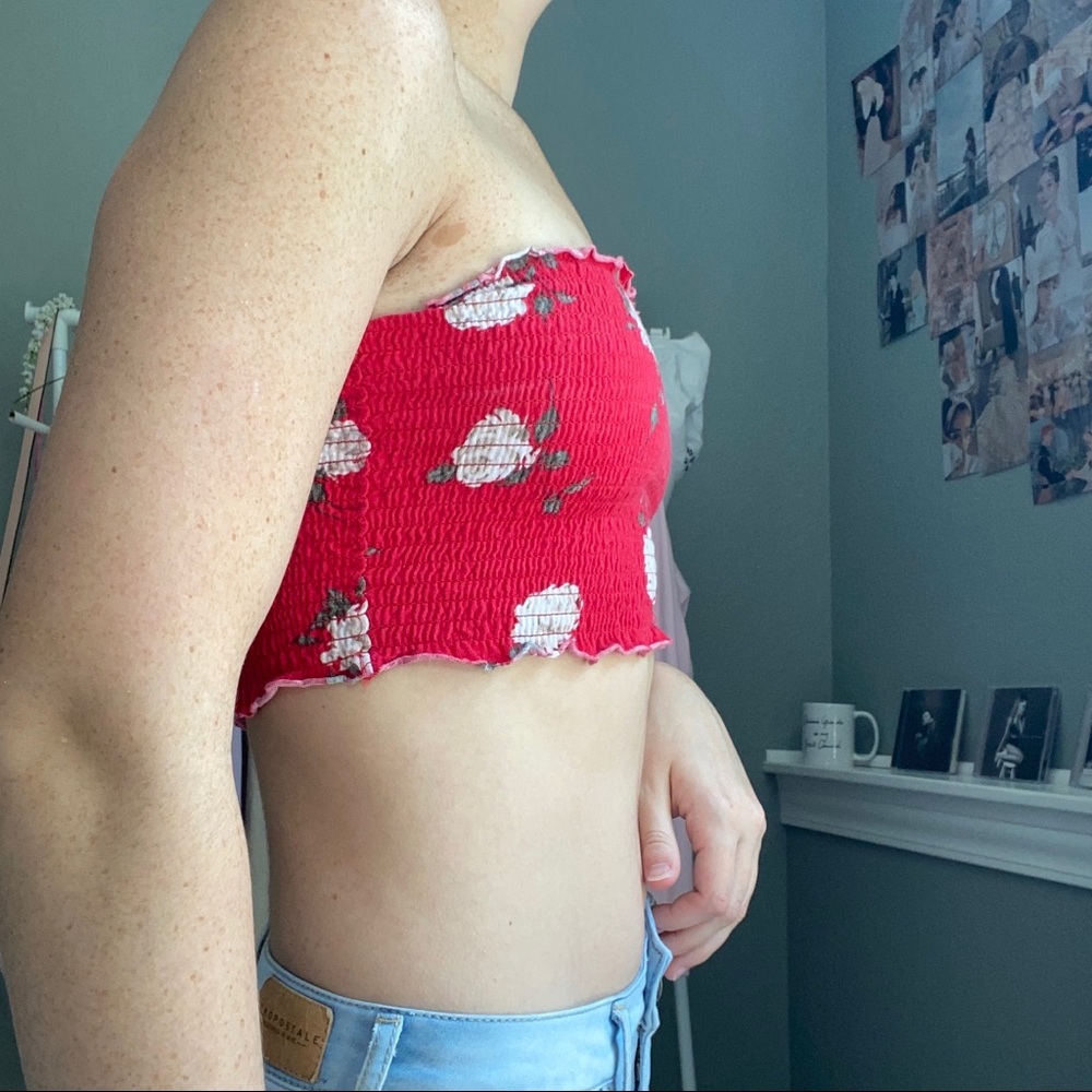 🍄GARAGE red floral tube top - Picture 6 of 8